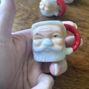 Vintage Lot of 4 Miniature Vintage Santa Face Mini Mugs Espresso Mugs-Holiday Collectibles-Christmas Miniatures Midcentury Santa Face Mug image 8