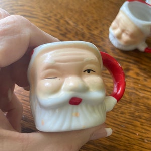 Vintage Lot of 4 Miniature Vintage Santa Face Mini Mugs Espresso Mugs-Holiday Collectibles-Christmas Miniatures Midcentury Santa Face Mug image 6