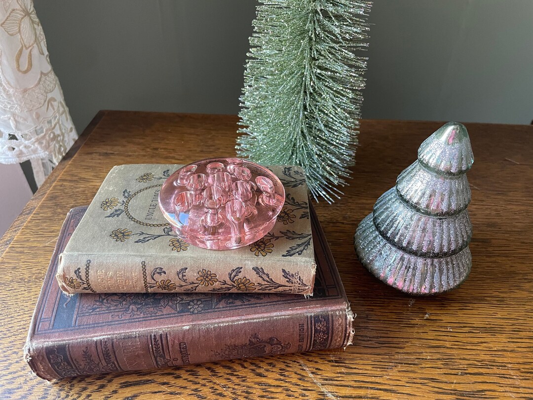 Vintage Pink Glass Flower Frog Pin Frog Flower Arranging Etsy