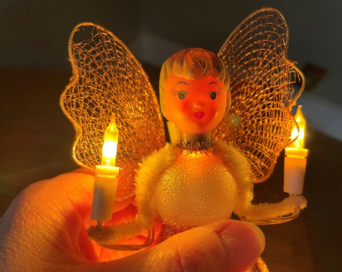 Vintage Lighted Angel Tree Toppergold & White Angel Christmas Tree