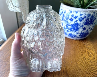 Vintage Glass Figural Owl Bank- Libby Glass Bank- Gift Owl Lover- "Wise Old Owl"- Vintage Coin Bank- Glass Piggy Bank