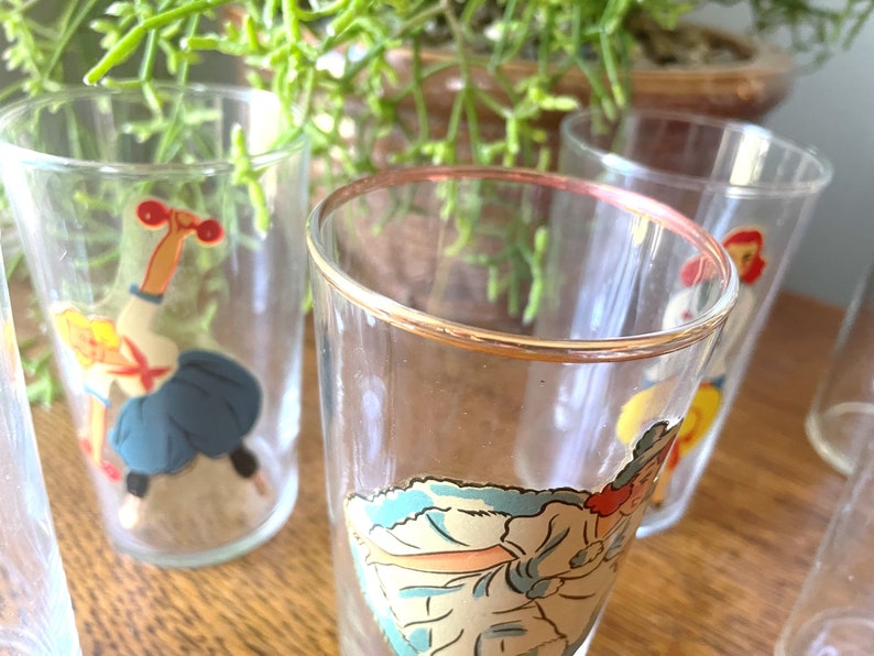 Vintage Set of 9 Pin-Up/ Nudie Drinking Glasses Art Deco Peekaboo Glasses Gift Man Cave Barware Vintage Pin Up Gift Vintage Barware image 9