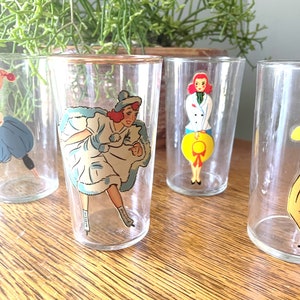 Vintage Set of 9 Pin-Up/ Nudie Drinking Glasses Art Deco Peekaboo Glasses Gift Man Cave Barware Vintage Pin Up Gift Vintage Barware image 1