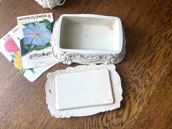 Vintage Syrocowood Keepsake Box- White Shabby Chi… - image 2