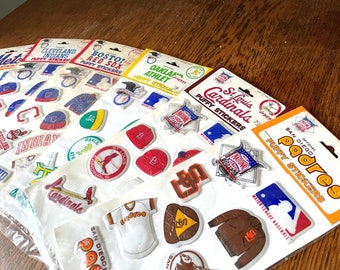 Vintage Puffy Stickers- Unopened- 1980 MLB Sports Teams- Mets- Athletics- Indians- Mistake Red Sox- Padres- Astros- Cardinals- Indians