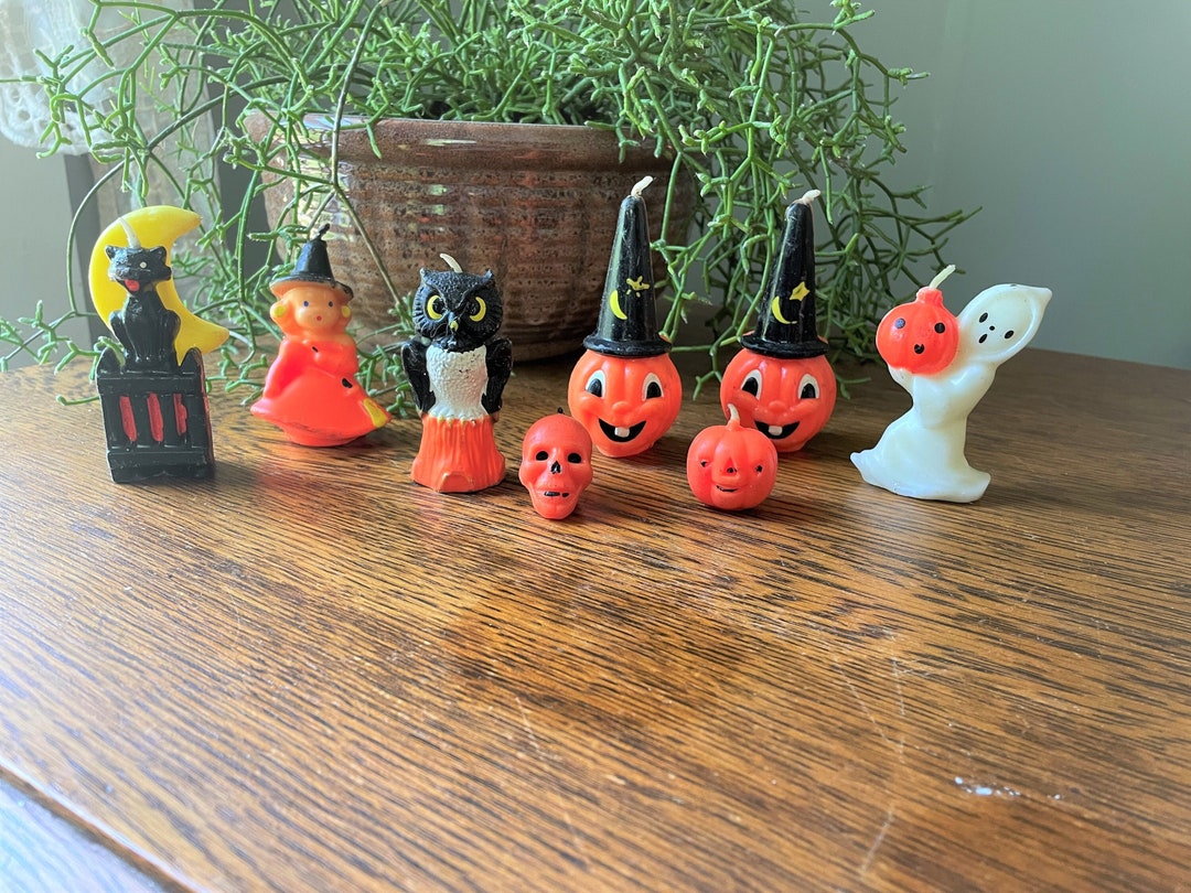Vintage Gurley Halloween Wax Candles Your Choice Figural Owl Candle, Witch, Ghost Jackolantern