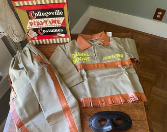 Vintage Collegeville Playtime Halloween Costume Daniel Boone- New In Box- Size 6 Year Old- New Old Stock Halloween Costume- Frontiersman