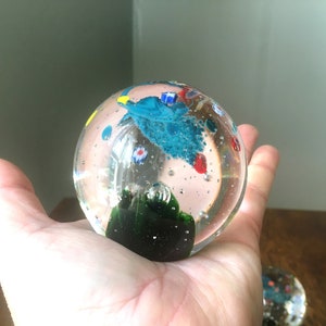 Vintage Pair- Glass Paperweights- Galaxy & Stars Glass Paperweight- Glass Spheres- Glass Orbs- Free Shipping!