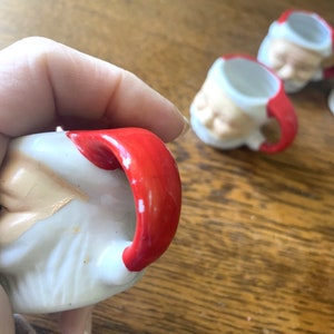 Vintage Lot of 4 Miniature Vintage Santa Face Mini Mugs Espresso Mugs-Holiday Collectibles-Christmas Miniatures Midcentury Santa Face Mug image 5