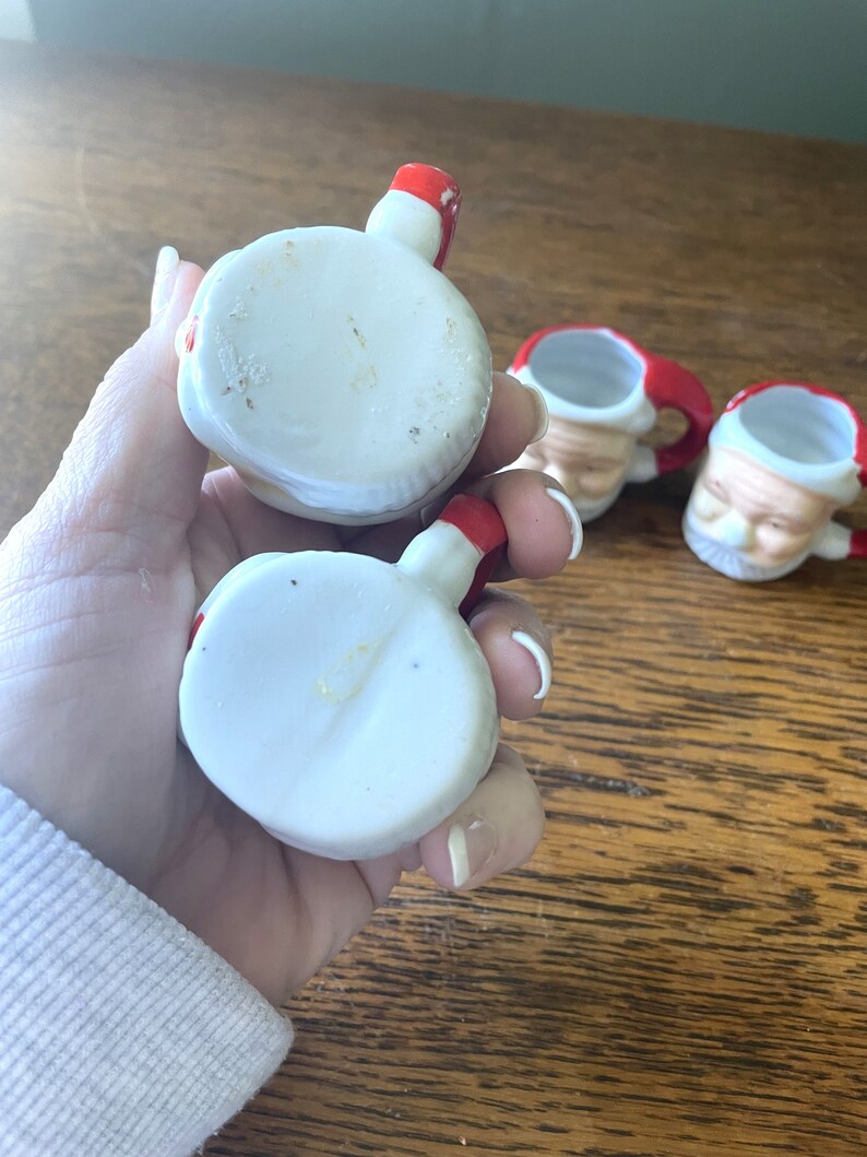 Vintage Lot of 4 Miniature Vintage Santa Face Mini Mugs Espresso Mugs-Holiday Collectibles-Christmas Miniatures Midcentury Santa Face Mug image 4