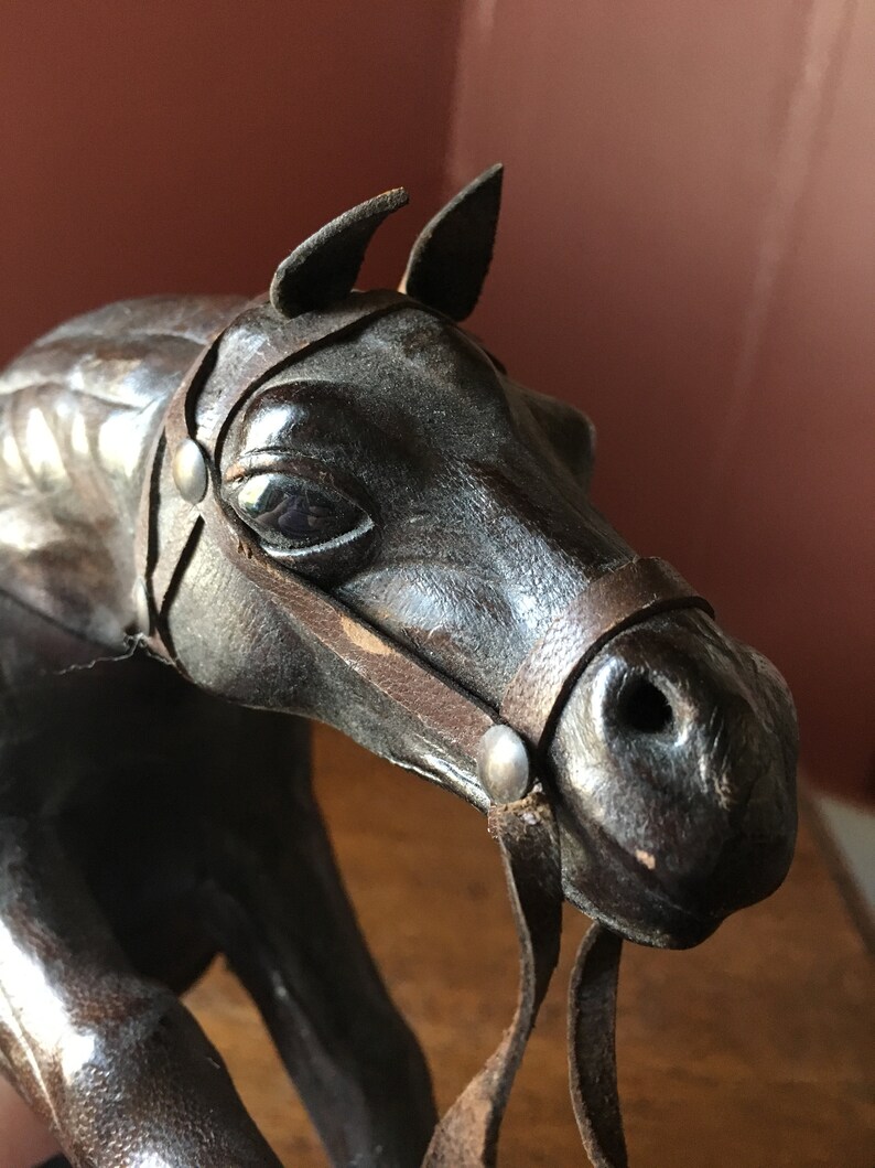 Pair Amazing Vintage Leather Horse Statues/ Figurines With Etsy