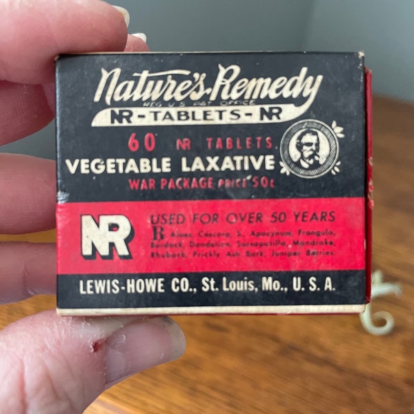 Vintage Nature's Remedy Tablets Original Box, Vegetable Laxative Advertising- Small Advertising Box- Vintage Shelf Decor