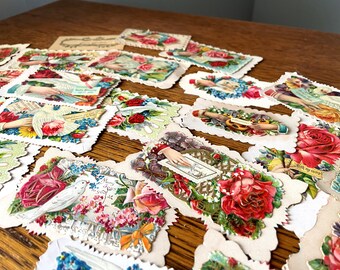 Lot of 4 Antique Victorian Calling Cards, Edwardian Courting Cards- Victorian Paper Ephemera- Valentines Die Cuts- Vintage Paper Ephemera