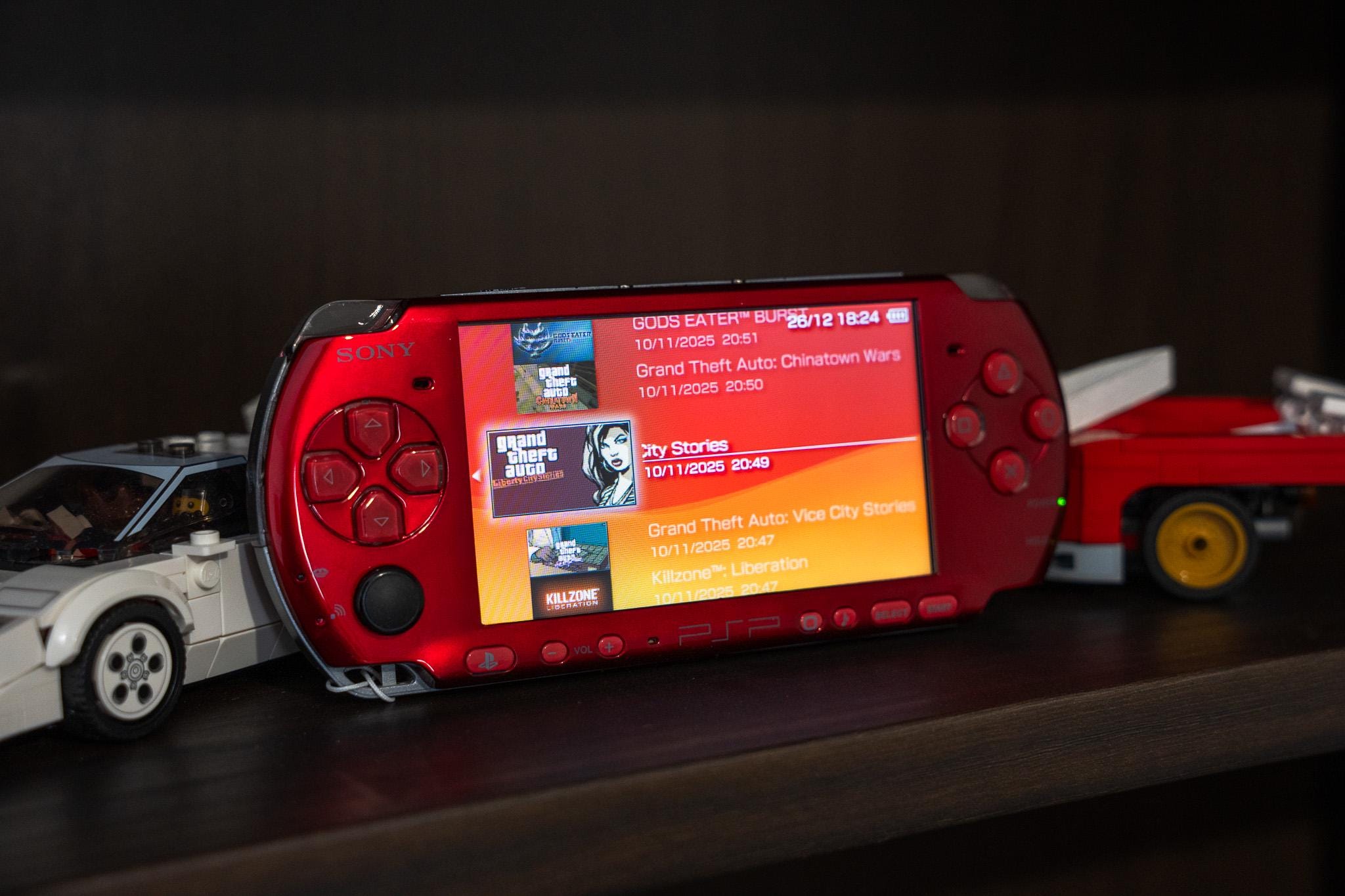 Sony PSP 3000 Red | 128 GB Mod | PS Vita Joystick | Click Buttons