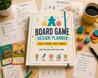 Board Game Design Planner Printable | 16 Page Game Design Template | Create Your Own Game | Print & Play Planner PDF