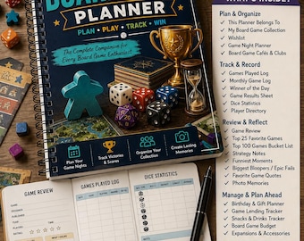 Board Game Planner Printable PDF, Board Game Journal, Game Night Planner, Board Game Tracker, Instant Download, 25 Pages