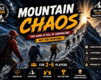 Mountain Chaos – Printable Board Game | Solo Mode | Family Game | English + Serbian PDF