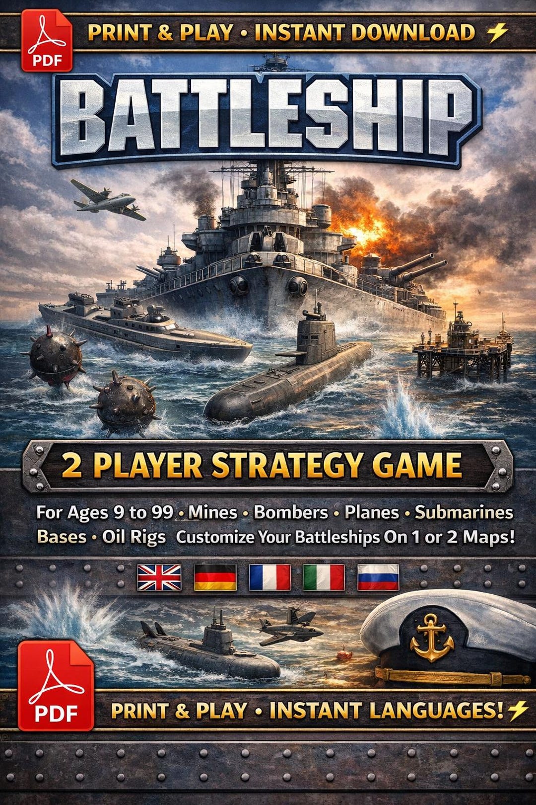 Battleship Game PDF – Naval Strategy Print & Play - Etsy