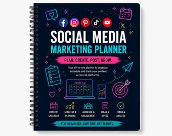 Social Media Planner & Business Workbook | 30 Page Social Media Content Planner | Marketing Planner | Content Calendar | Digital PDF