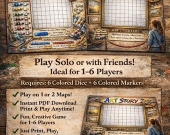 Art Story Roll and Write Board Game – Creative Strategy Dice Game (PDF Download)