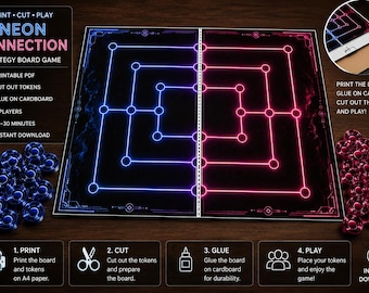 Printable Checkers and Nine Men's Morris | Print and Play Board Game | Instant PDF PNG Download