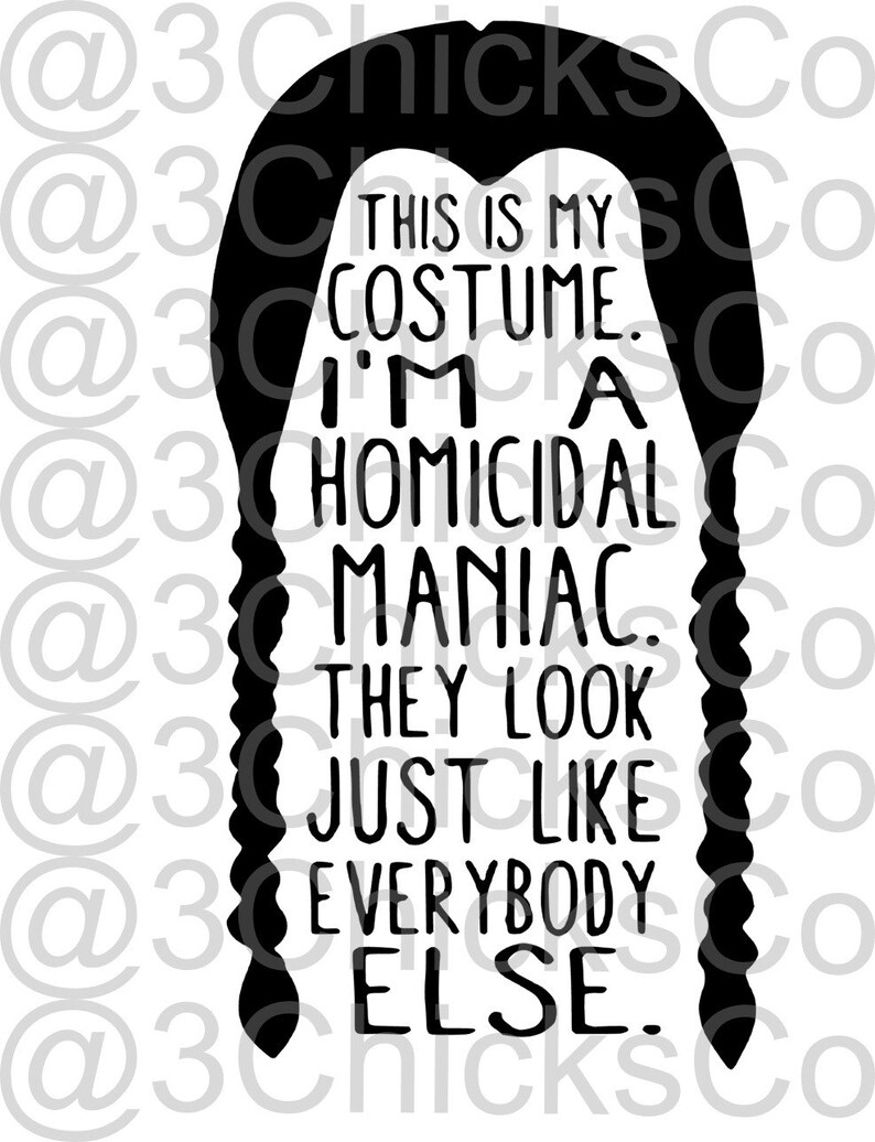 Download Wednesday Addams Homicidal Maniac SVG | Etsy
