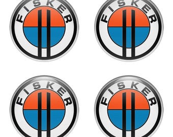 Fisker Ocean Domed Stickers, Modern Resin Car Emblems, Luxury Wheel Center Hub Decals, Electric Vehicle Tuning Accessories - Full Set of 4