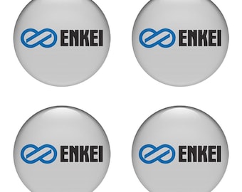 Enkei Wheels 3D Domed Stickers, Custom Resin Car Emblems, JDM Wheel Center Cap Decals, Japanese Tuning Accessories - Full Set of 4