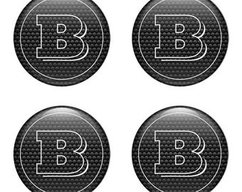 Brabus Epoxy Stickers, Custom Resin Car Emblems, Luxury Wheel Center Hub Decals - Personalized Tuning Accessories - Set of 4