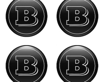 Brabus Luxury 3D Domed Stickers, Custom Resin Car Emblems, Premium Wheel Center Cap Decals, Masterpiece Tuning Accessories - Set of 4