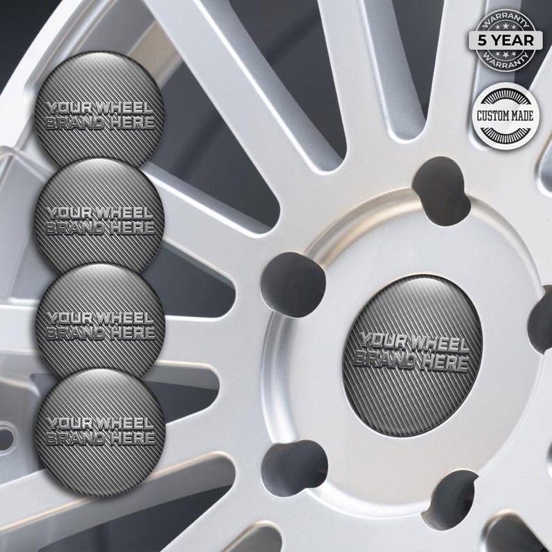 Wheel Center Caps Custom 3D Domed Resin Stickers, Set of 4 High-gloss ...