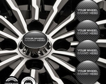 Wheel Center Caps Tailored 3D Domed Decals, Glossy Car Exterior Stickers Set of 4, Vintage Classic Auto Rim Emblem, Custom Any Size Design
