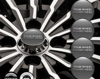 Wheel Center Caps Custom 3D Domed Resin Accents, Auto Styling HubCap Decals Set of 4, Waterproof Rim Stickers, Any Size Any Design
