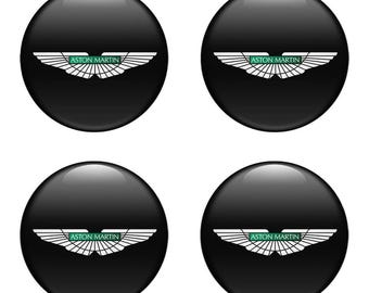Aston Martin 3D Domed Stickers, Custom Resin Car Emblems, Luxury Wheel Center Cap Decals, Carbon Fiber Style Tuning Accessories Set of 4
