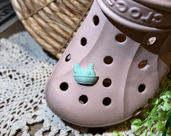 Hen on Nest Shoe Charm | Chicken Shoe Charm | Farmhouse Chicken Charm | Chicken Lover Gift | Custom Color Charm | Farm Animal Charm