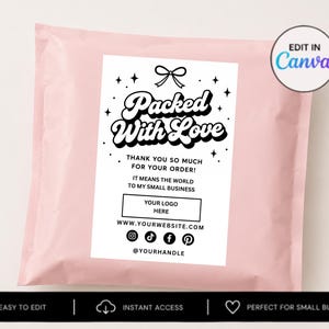 Packaging Insert for crafts shop owners - Canva Editable Box Seal Sticker Template