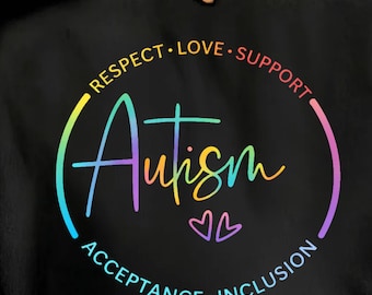Autism Acceptance PNG | Respect Love Support Autism Rainbow Circle | Inclusion Awareness | Sublimation / DTF Shirt Design | Instant Download