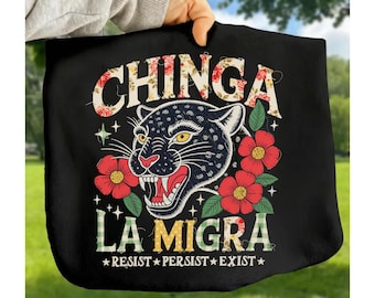 Chinga La Migra PNG / Patchwork Pantera Floral / Gráfico de protesta por los derechos de los inmigrantes / Sublimación DTF Cricut