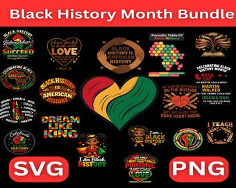 Paquete de 35 Meses de la Historia Negra, PNG de Historia Negra, Paquete SVG de Historia Negra, Cultura Negra, Afroamericanos, Personas Negras, SVG de Historia Negra
