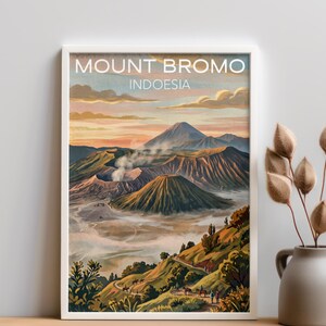 Mount Bromo Travel Poster | Volcano Sunrise Landscape Print