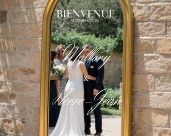 Stickers pour miroir, lot d'autocollants pour panneaux de bienvenue au mariage, texte personnalisable découpé sans fond transparent