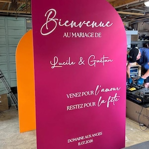 Stickers pour panneau de bienvenue, lot complet de texte personnalisable, prénoms date et lieu de réception. Spécial bois peint