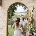 "Welcome to the Wedding" sticker in elegant cursive lettering, mirror stickers, customizable cut-out text with no transparent background product logo