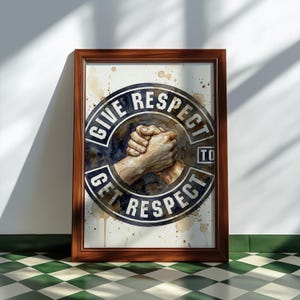 Give Respect Get Respect Print | Brotherhood Art | Handshake Wall Decor | Motivational Print | Gym Wall Art | Man Cave Decor.