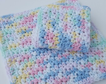 Crochet Washcloth Dishcloth Bathroom Dish Cloth Wash Cloth Spa Cloth Kitchen Set of 2 d