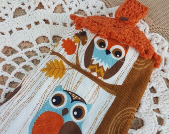 Crochet Top Hanging Fall Decoration Dish Towel Thanksgiving Halloween Holiday Kitchen