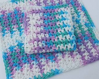 Crochet Washcloth Dishcloth Bathroom Dish Cloth Wash Cloth Spa Cloth Kitchen Set of 2 d