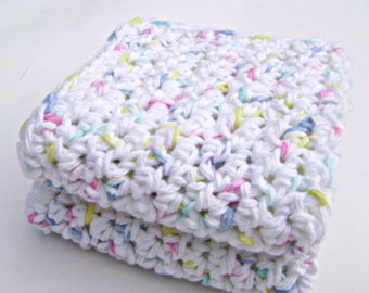 Crochet Cotton Washcloth Wash Cloth Bathroom Spa Cloth Kitchen Dishcloth Dish Cloth Dish Rag Set of 2 d