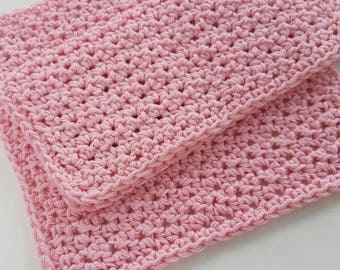 Crochet Washcloth Dishcloth Bathroom Dish Cloth Wash Cloth Spa Cloth Kitchen Dusty Rose Pink Set of 2 d