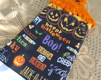 Crochet Top Halloween Hanging Dish Towel Holiday Fall Decoration Kitchen